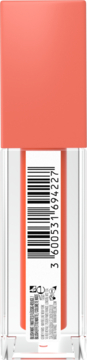 Maybelline New York Sunkisser płynny róż Peachy Quench. Tył przezroczystej butelki z kodem kreskowym.