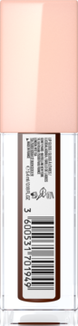 Tył błyszczyka Maybelline Lifter Gloss Toast z kwasem hialuronowym, widoczny kod kreskowy i etykieta z symbolami.