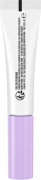 Tył tubki żelu do brwi Maybelline Super Lock Deep Brown, biały z lawendową zakrętką, widoczne etykiety produktu.