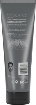 Tył ciemnoszarej tubki odżywki Hair Expert 200ml z keratyną i arganem; widoczne składniki, kod i PAO.