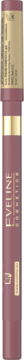 Pionowy widok żelowej konturówki Eveline Variété w matowym, brudnym różu ze złotą nakrętką i logo.