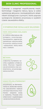 Panel informacyjny Bielenda Skin Clinic Professional ze składnikami: kolagen wegański, betaina, kwas poliglutaminowy.