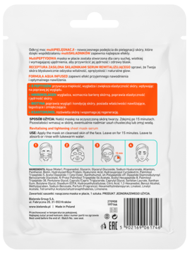 Tył białej maski w płachcie Bielenda Multi Care Solution rewitalizująco-napinającej z peptydami.
