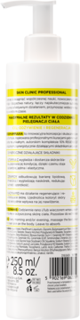Tył białej butelki Skin Clinic Professional Serum-ampułka do ciała z pompką, widoczne informacje o produkcie.