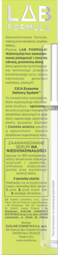 Pionowe opakowanie Eveline Lab Formula serum na niedoskonałości z 18% kompleksem, zielona etykieta.