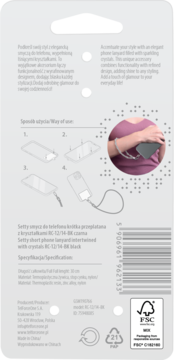 SETTY ,smycz do telefonu, krótka, Czarna,tył