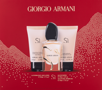 GIORGIO ARMANI Si ,zestaw dla kobiet, woda perfumowana 50 ml + balsam do ciała 50 ml + żel pod prysznic 50 ml,tył