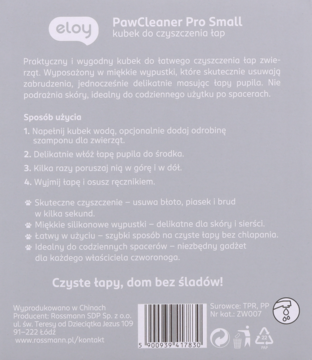 ELOY ,kubek do czyszczenia łap psów Małych Ras,tył