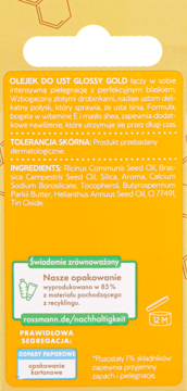 ISANA Glossy Gold ,olejek do ust, o aromacie miodu,tył