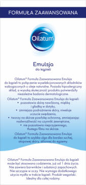 OILATUM ,emulsja do kąpieli, formuła zaawansowana, skóra bardzo sucha, podrażniona, swędząca, od 1. dnia życia,tył