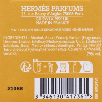 HERMES Un Jardin A Cythere ,woda toaletowa unisex, uzupełnienie,tył