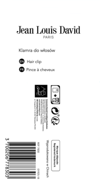 Biała karta produktu Jean Louis David Paris do spinki do włosów. Kod kreskowy: 3700206778303.
