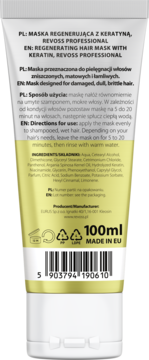 REVOSS Professional Keratin,maska do włosów, regenerująca,tył