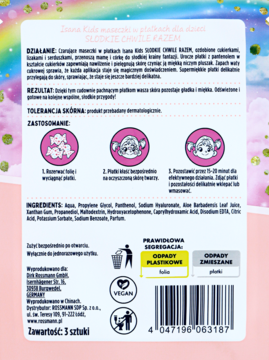 ISANA KIDS ,maseczki w płachcie dla dzieci, 3+, o zapachu Waty Cukrowej,tył