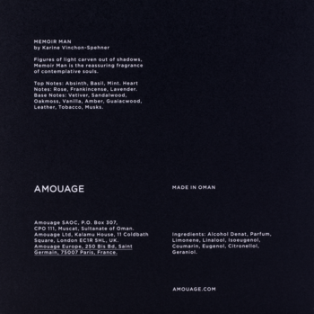 AMOUAGE Memoir ,woda perfumowana dla mężczyzn,tył