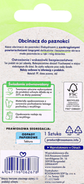 BABYDREAM ,obcinacz do paznokci,tył