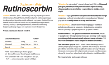 RUTINOSCORBIN MAX D3 ,tabletki, Witamina C, Rutozyd, Witamina D 2000 j.m., suplement diety,tył