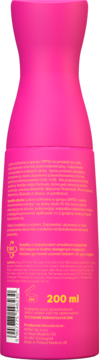 Tył różowej butelki HiSkin Sun Protector SPF 50, z polską etykietą, kodem kreskowym i 200 ml pojemności.