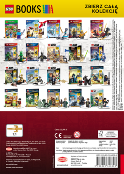 Zbiorcza grafika LEGO BOOKS z 16 okładkami książek: Ninjago, Star Wars, Minecraft. Promuje kolekcję książek.