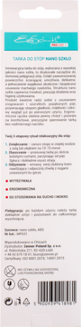 Tył opakowania tarki Ewa Schmitt nano szkło. Widoczne instrukcje pielęgnacji stóp i dane producenta.