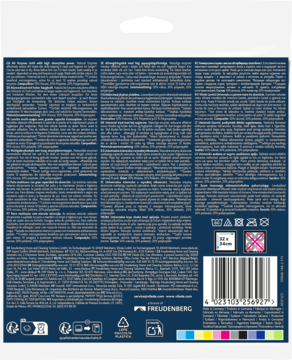 Tył opakowania uniwersalnych ściereczek Vileda Pro Clean, ciemne tło z drobnym tekstem i ikonami prania oraz kodem kreskowym.