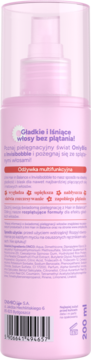 Tył różowej butelki OnlyBio x Invisibobble odżywki multifunkcyjnej do włosów, widoczny kod kreskowy, 200 ml.