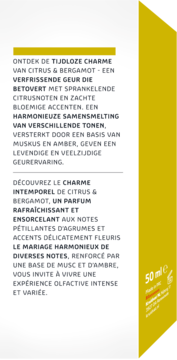 Opis wody perfumowanej Kruidvat For Everybody Citrus & Bergamot 50 ml, z orzeźwiającymi nutami cytrusów i kwiatów.