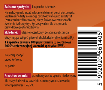 APOD3 Max ,kapsułki, witamina D3 4000 j.m., suplement diety,tył