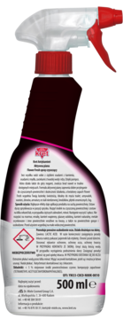 Tył butelki Kret Aktywna Piana Pink Fresh 500 ml, spray czyszczący antykamień, widoczne etykieta i spryskiwacz.