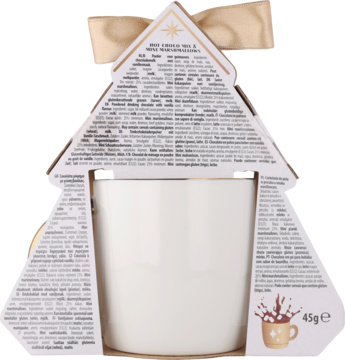 Time to shine Mugs: tył opakowania w kształcie choinki z białym kubkiem, złotą wstążką, 45g.