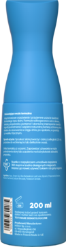 Tył niebieskiej butelki HiSkin Planktonowa Woda Termalna 200ml, widoczny kod kreskowy i instrukcje.