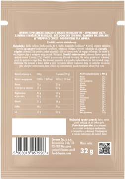 LEVANN SUPPLEMENTS Vegan Protein ,wegańskie białko o smaku waniliowym, suplement diety,tył