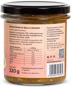 MANUFAKTURA RODZINY SADOWSKICH Żelowocki ,brzoskwinie w żelu z miodem,tył