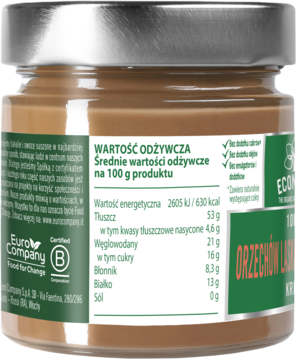 ECONOCE ,krem do smarowania, z orzechów laskowych i daktyli, 100%,tył
