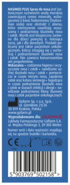 NASIMED Plus ,spray do nosa, izotoniczny roztwór wody morskiej, Ekstrakt z Aloesu i Kwas hialuronowy, wyrób medyczny,tył
