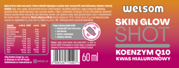 WELSOM Skin Glow Shot ,napój typu shot, Koenzym Q10, Kwas Hialuronowy,lewa