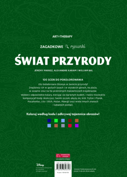 Zielona okładka kolorowanki "Świat Przyrody" z białym tytułem i napisem "Koloruj według kodu".