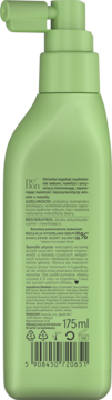 Tył zielonej wcierki do skóry głowy Neboa Detox & Hydration, 175 ml, z pompką, widoczne składniki.