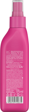 Tył różowego sprayu termoochronnego Neboa 175 ml, z tekstem PL o ochronie włosów do 230°C i kodem kreskowym.