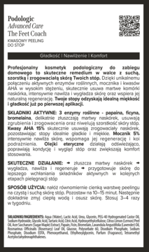 Kwasowy Peeling do Stóp Podologic Advanced Care The Feet Coach, front opakowania. Mikrozłuszcza, nawilża, wygładza skórę stóp.