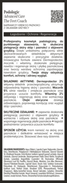 Podologic The Feet Coach krem na grzybicę paznokci, czarna etykieta z białym tekstem i opisem, widok z przodu.