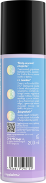 Tył fioletowo-niebieskiej butelki odżywki OnlyBio Hair In Balance Hydra 200 ml z polskim opisem.