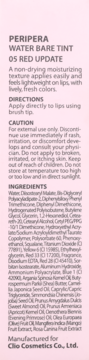 Tył opakowania PERIPERA WATER BARE TINT 05 RED UPDATE, z pełną listą składników i opisem.