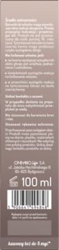 Tył opakowania tonera do włosów OnlyBio Tiramisu 100 ml z ostrzeżeniami i kodem kreskowym, beżowy kartonik.