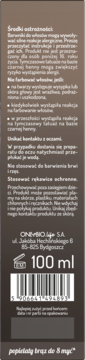 Tył opakowania tonera OnlyBio Hair In Balance, popielaty brąz do 8 myć, 100 ml, z tekstem ostrzegawczym.