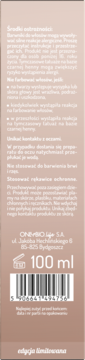 Tył beżowego opakowania farby do włosów 100 ml z polskimi ostrzeżeniami i danymi firmy ONEVGO.