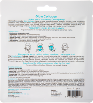 EFEKTIMA Glow Collagen ,maska w płachcie z kolagenem i peptydami, regeneracja i nawilżenie,tył