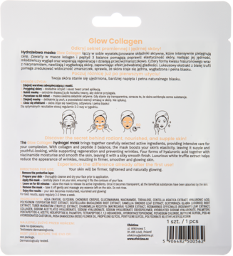 EFEKTIMA Glow Collagen ,maska w płachcie z kolagenem i peptydami, ujędrnienie i wygładzenie,tył