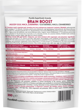 PURELLA SUPERFOODS Brain Boost ,musli z jagodami goji, żurawiną oraz maca,,tył