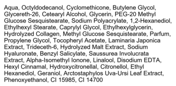 Skład INCI kremu odżywczego It's Skin Collagen Nutrition, widok tekstu z kolagenem i ekstraktami.